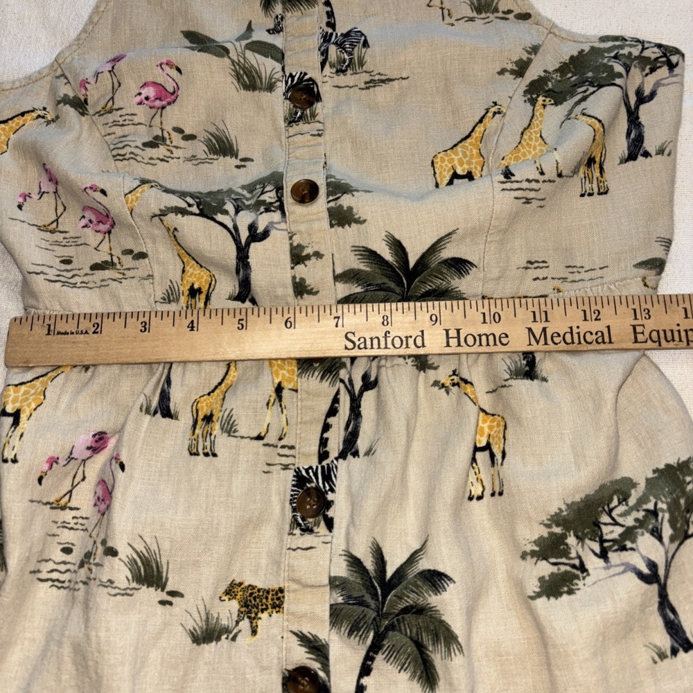 Old Navy Tan Safari Animal Print Linen Midi Dress Sz S Bohemian - Picture 7 of 10